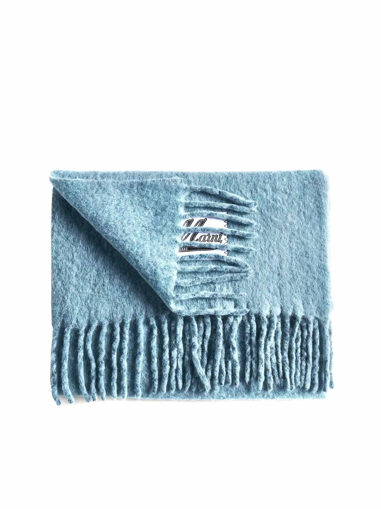 Marni Logo Patch Fringed Scarf