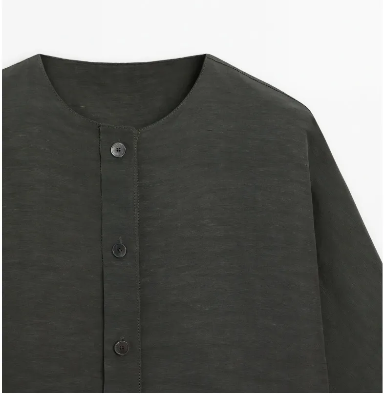 Massimo Dutti  |Casual Style Linen Long Sleeves Plain Elegant Style