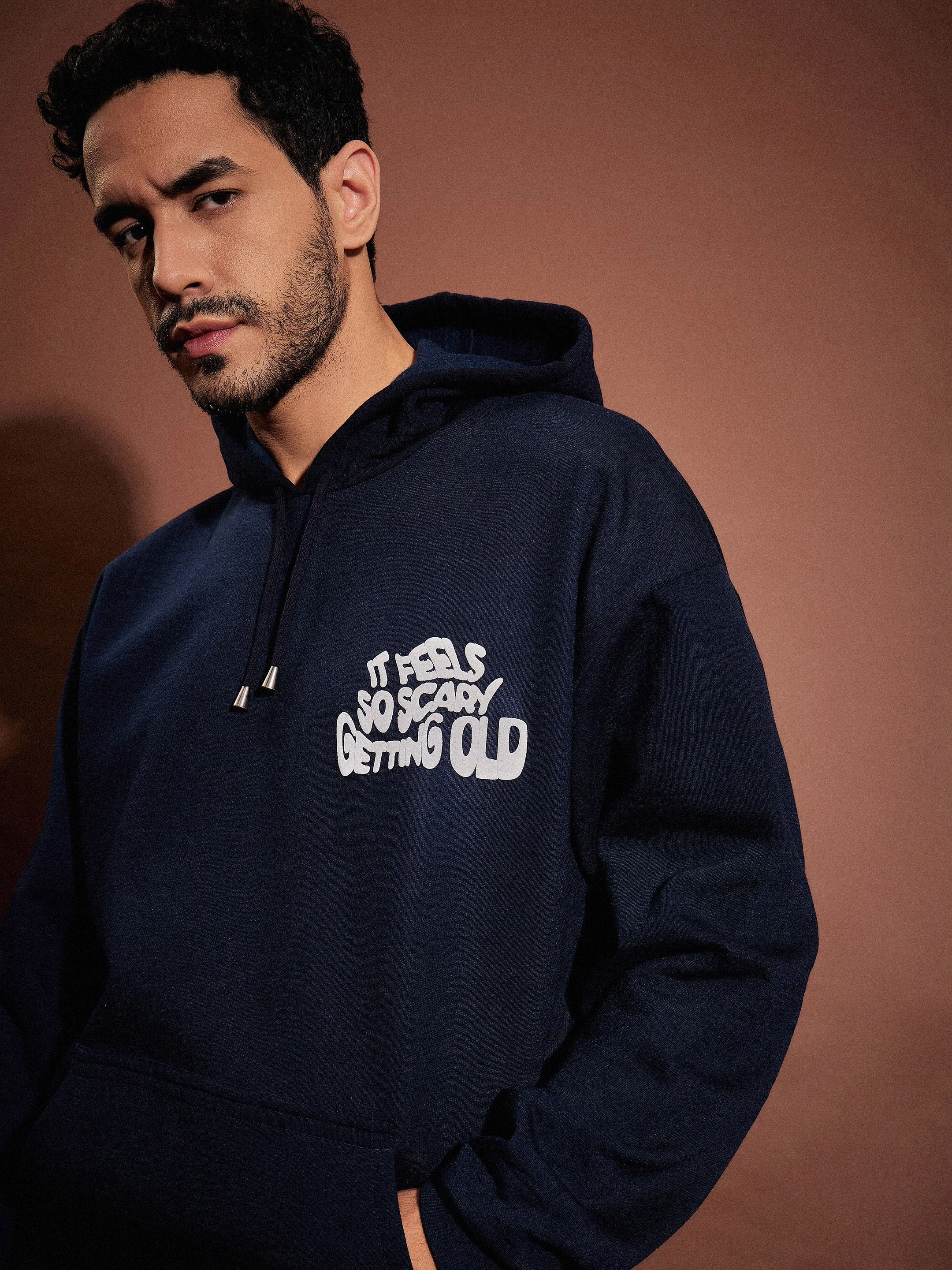 Men Navy GETTING OLD Oversized Hoodie