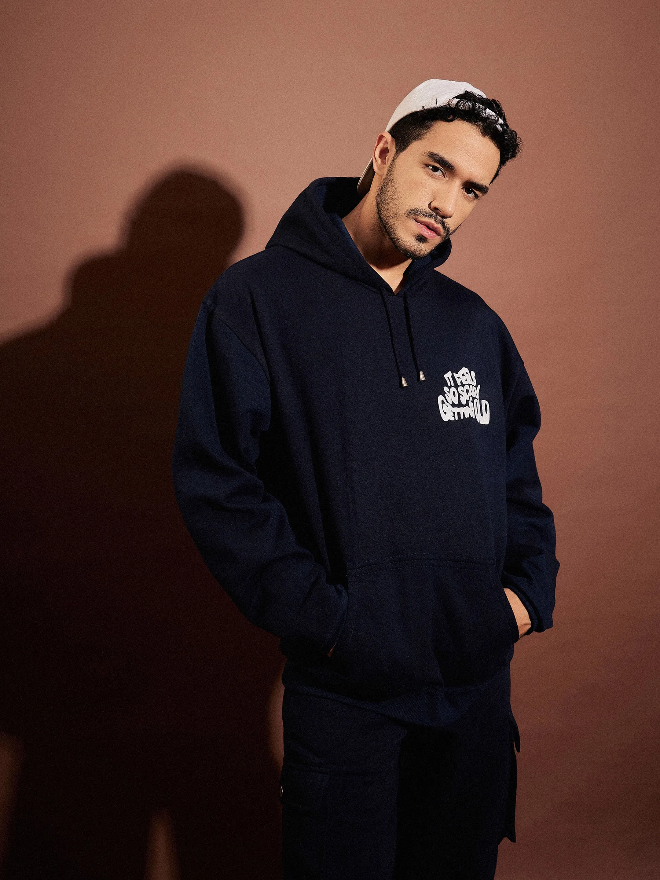 Men Navy GETTING OLD Oversized Hoodie