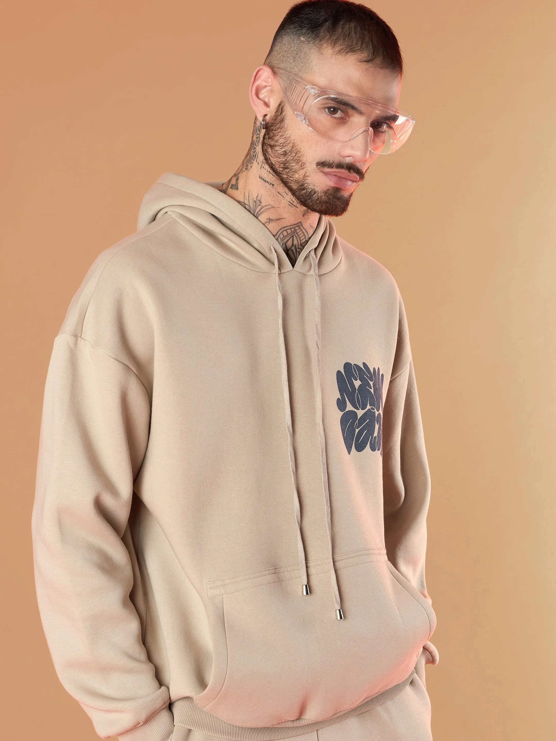 Men Taupe NEW DAY Oversized Hoodie with Joggers