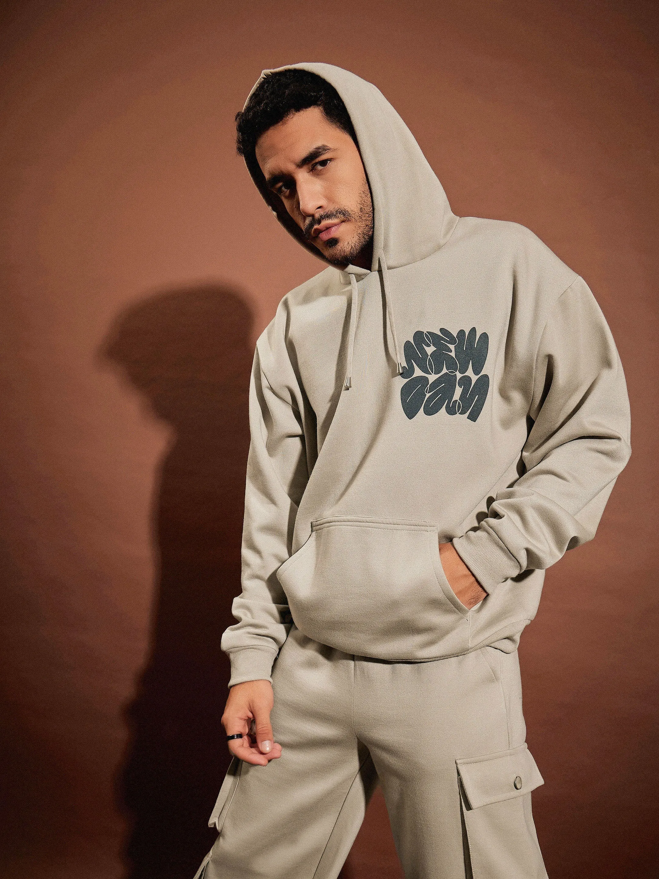 Men Taupe NEW DAY Oversized Hoodie