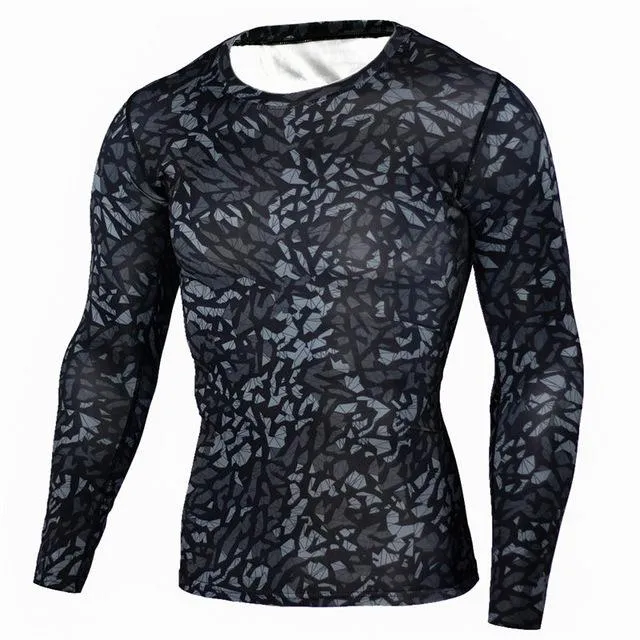 Men's Camouflage Military Quick Dry Long Sleeve T-Shirt for Bodybuilding