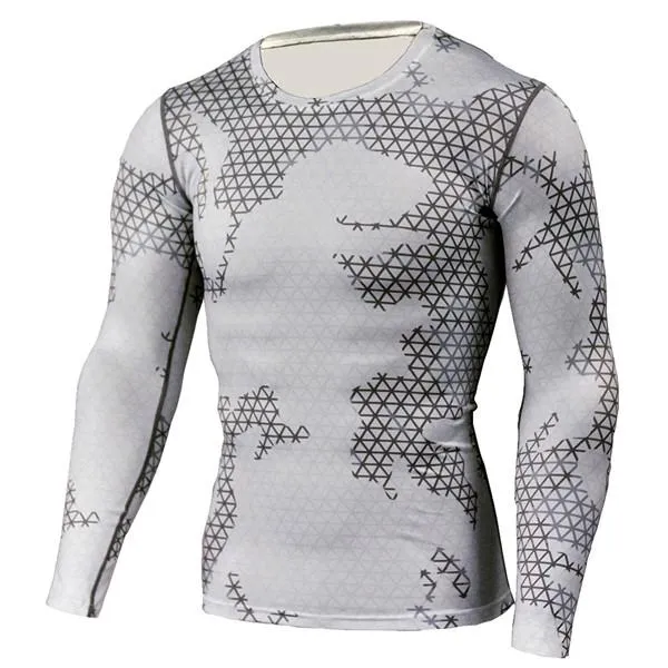 Men's Camouflage Military Quick Dry Long Sleeve T-Shirt for Bodybuilding