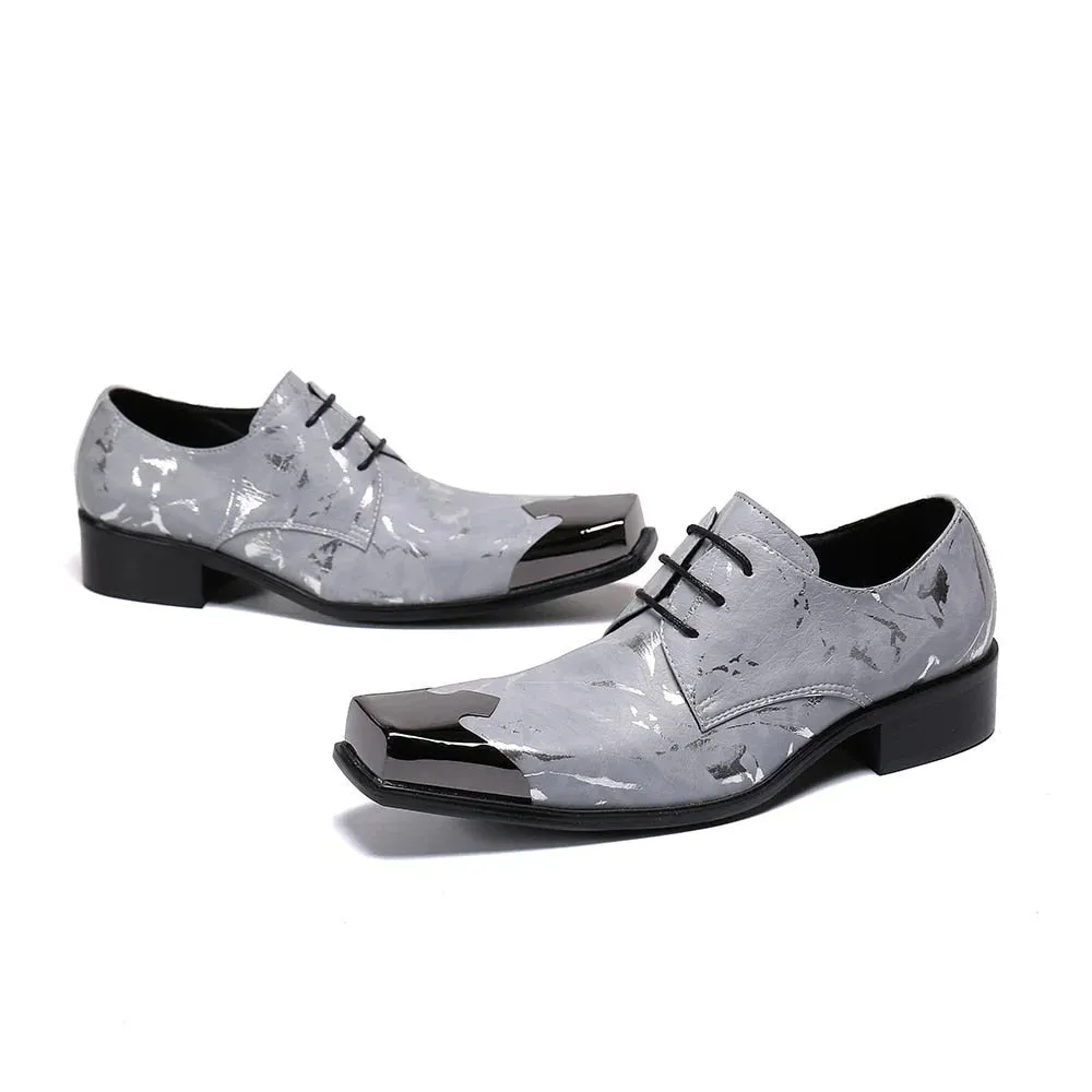 Men's Handmade Genuine Leather Lace-up Square Toe Oxford Shoes