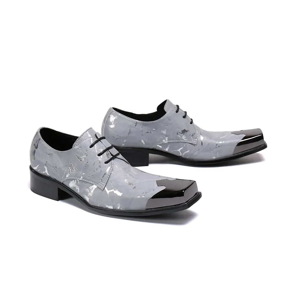 Men's Handmade Genuine Leather Lace-up Square Toe Oxford Shoes