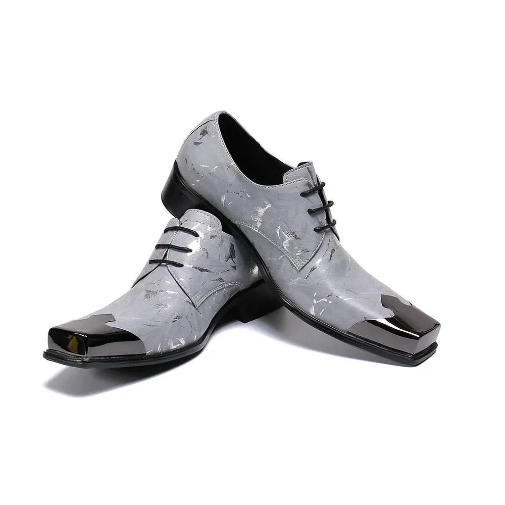 Men's Handmade Genuine Leather Lace-up Square Toe Oxford Shoes