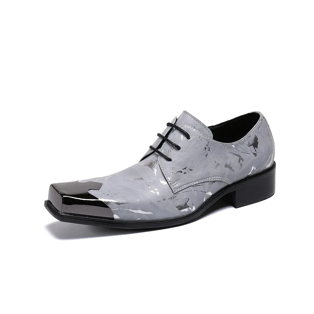 Men's Handmade Genuine Leather Lace-up Square Toe Oxford Shoes