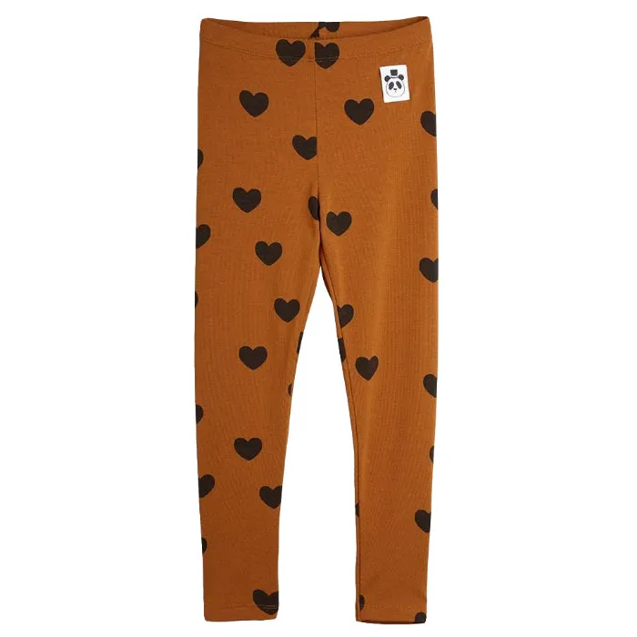 Mini Rodini Baby and Child Basic Hearts Leggings Brown