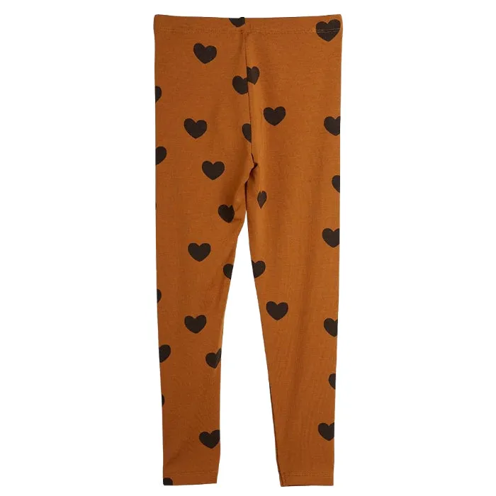 Mini Rodini Baby and Child Basic Hearts Leggings Brown