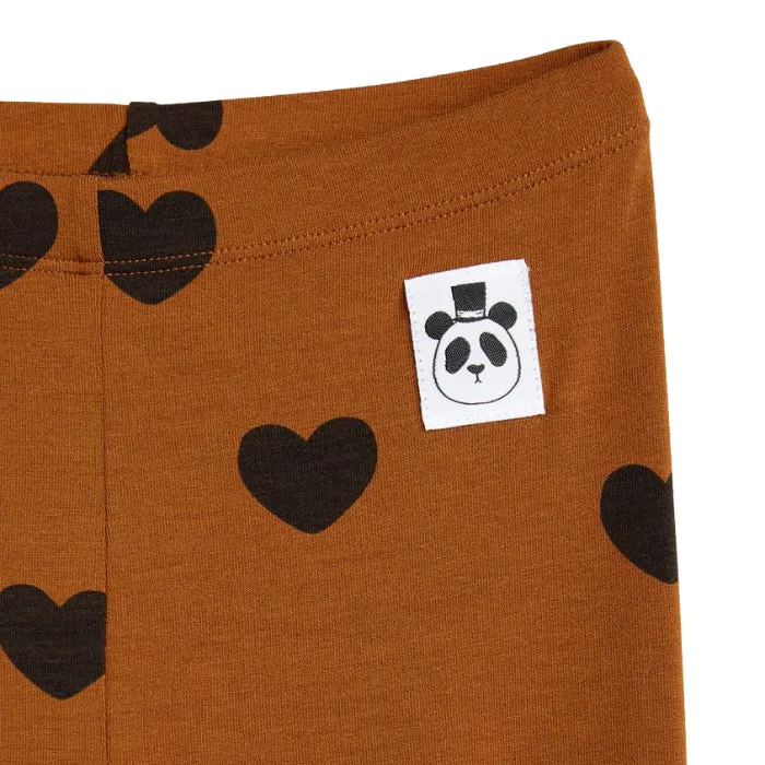 Mini Rodini Baby and Child Basic Hearts Leggings Brown