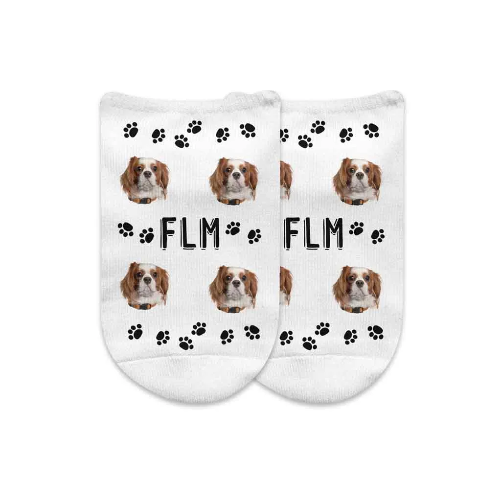 Monogrammed Socks with a Pet's Face and Paw Prints