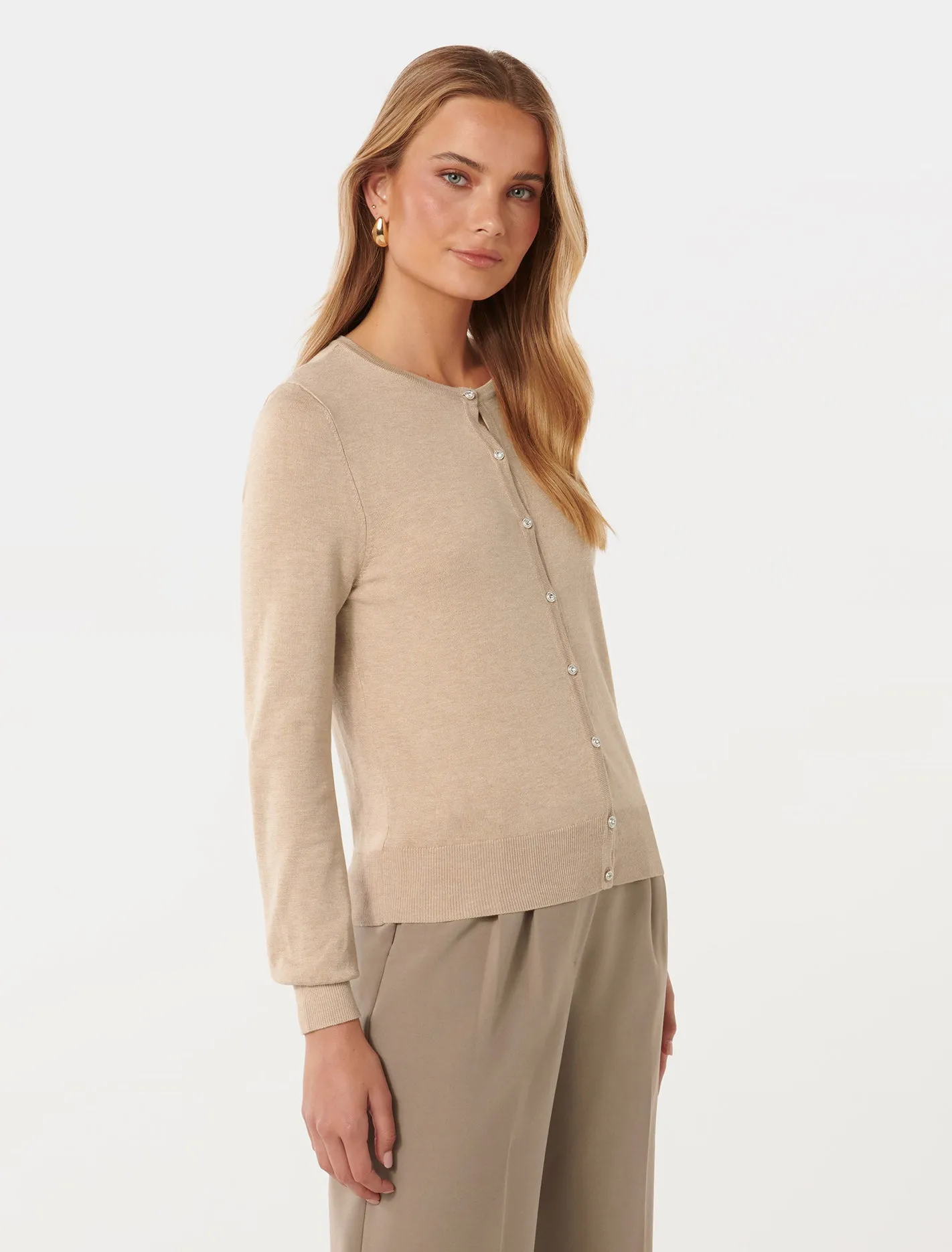 Morgan Basic Crew Knit Cardigan