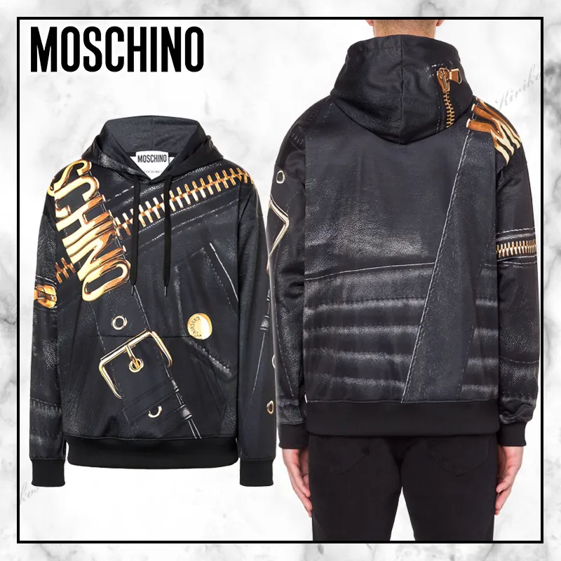 Moschino  |Pullovers Street Style Long Sleeves Logo Hoodies