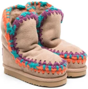 Mou Kids Eskimo contrast-stitching snow boots Neutrals