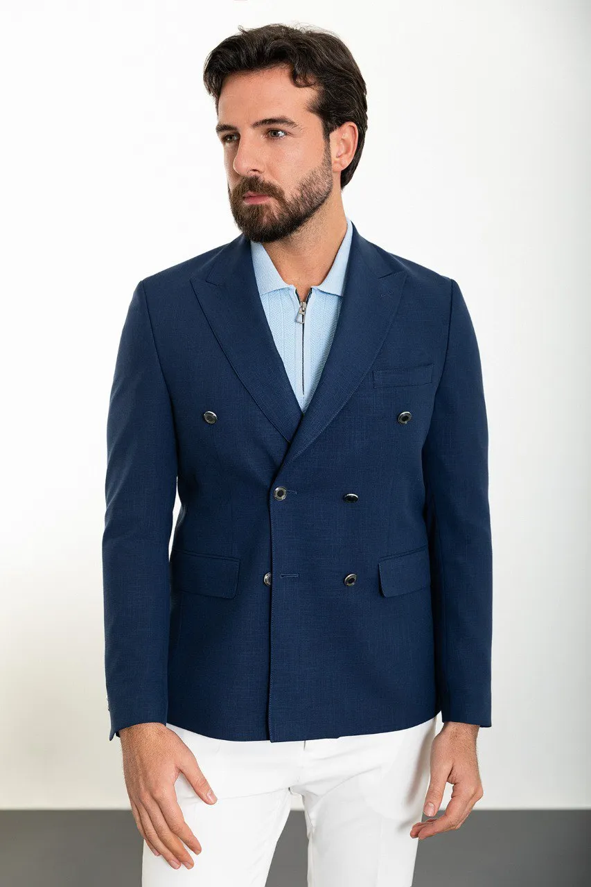 Navy Blue Double Breasted Blazer