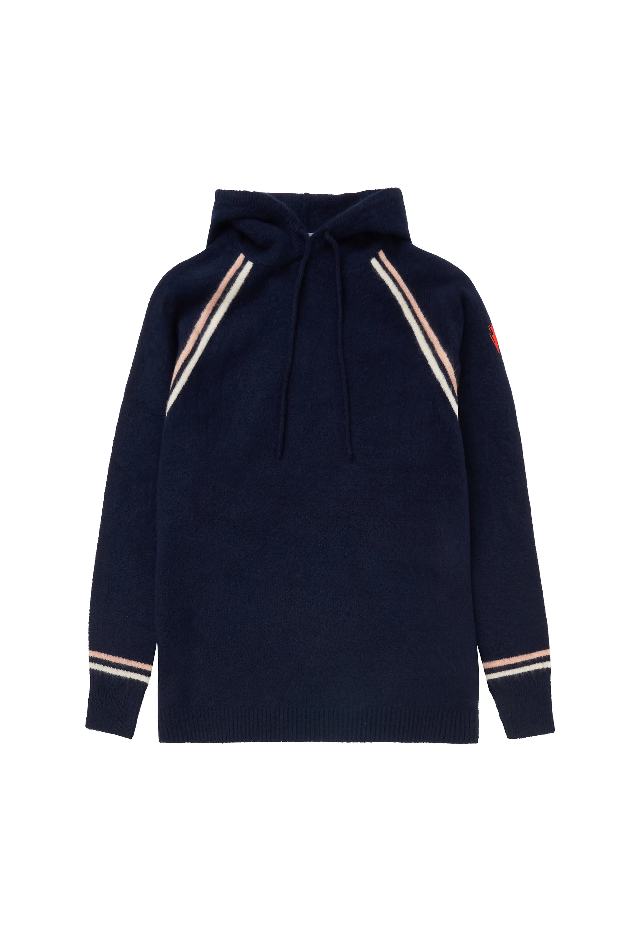 Navy with Ivory and Peach Stripe Knitted Lounge Wear Hoodie