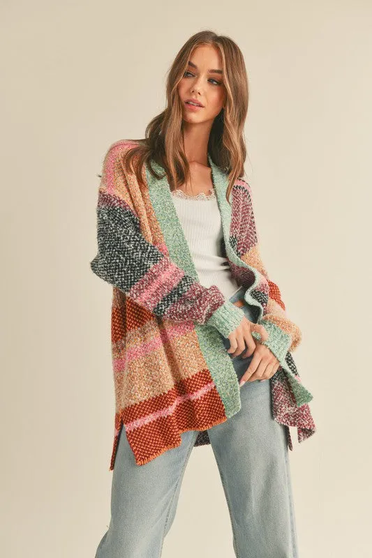 Olivia Oversized Color Block Cardigan