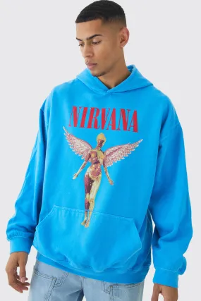 Oversized Nirvana License Wash Print Hoodie