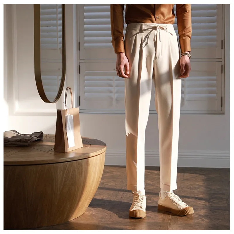 Pantalones Hombre Casual Elastic Waist Versatile Pant Fashion Solid Color Spring Summer Simple Pant