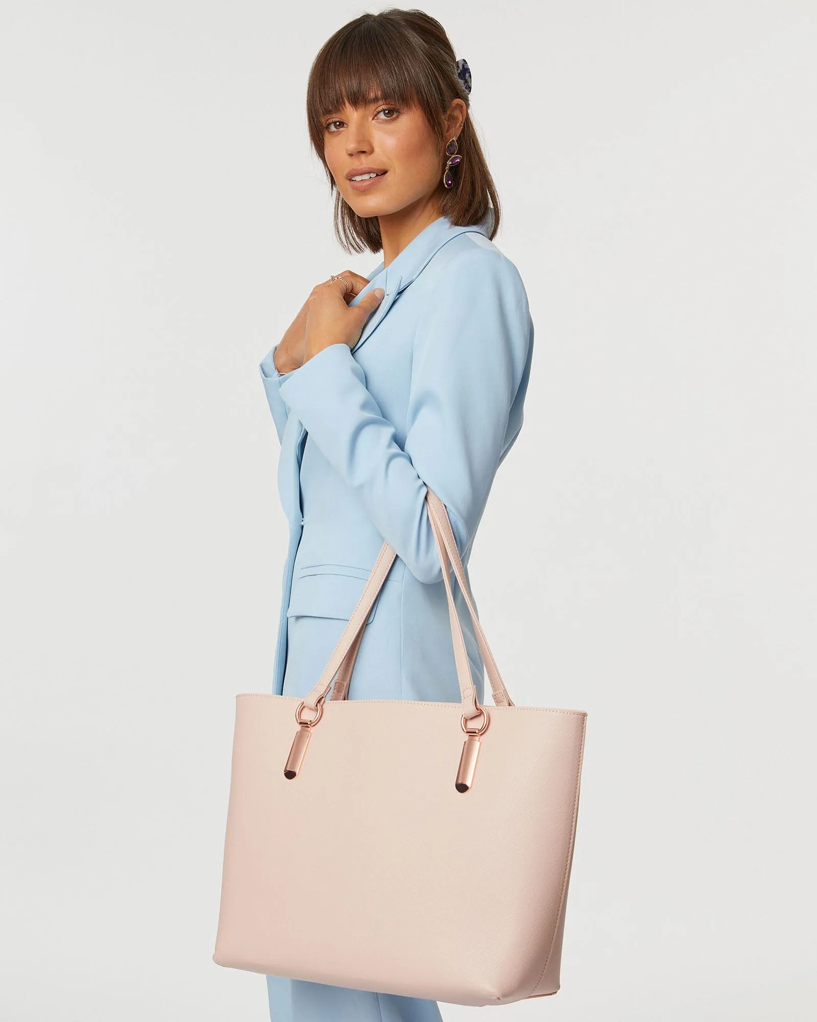 Pink Angelina Tech Tote Bag With Rose Gold Hardware