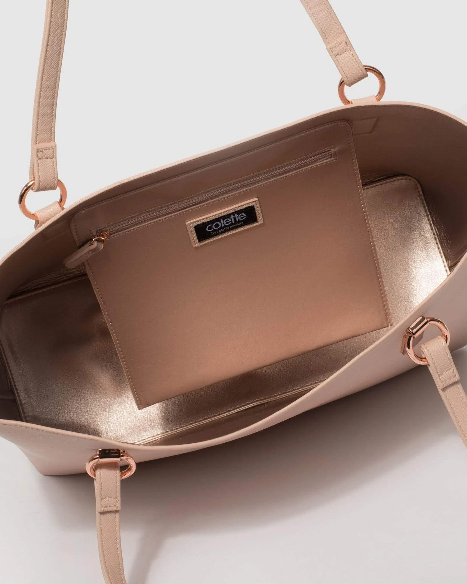 Pink Angelina Tech Tote Bag With Rose Gold Hardware