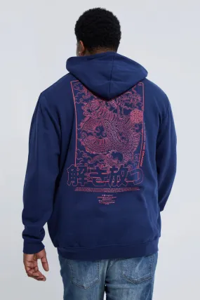 Plus Dragon Back Print Hoodie