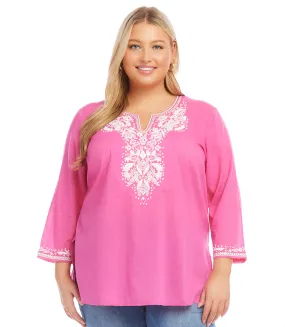 Plus Size Embroidered Tunic