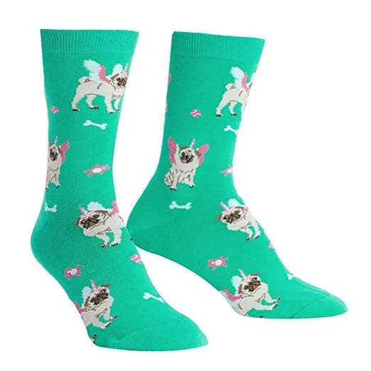 Pugasus Teal Women's Crew Socks