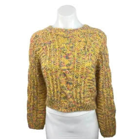 Pull&Bear Yellow Multicolor Crew Neck Long Sleeve Pullover Sweater Top Size M