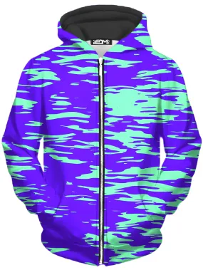 Purple Mint Rave Zebra Stripe Unisex Zip-Up Hoodie