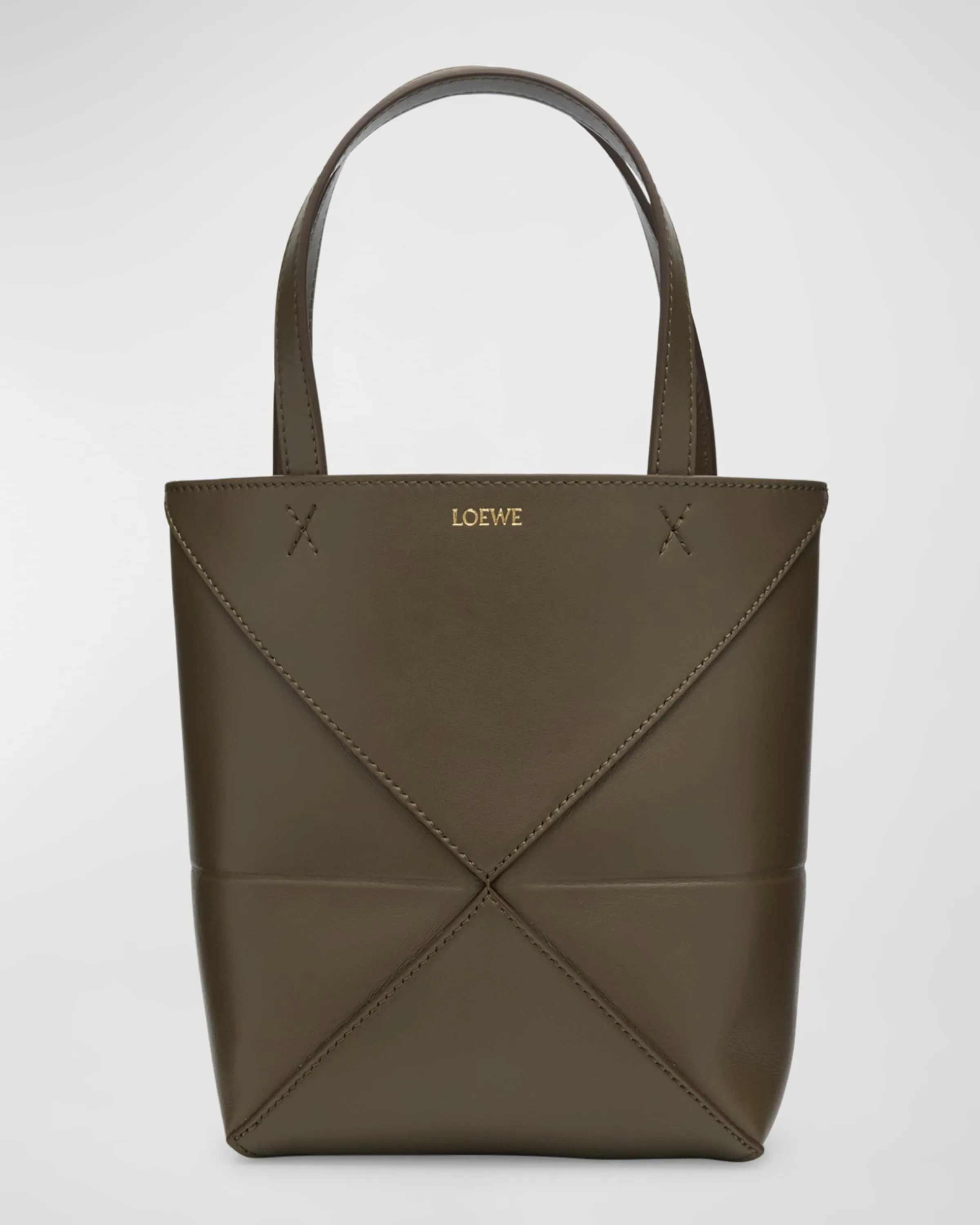 Puzzle Fold Mini Tote Bag in Shiny Leather