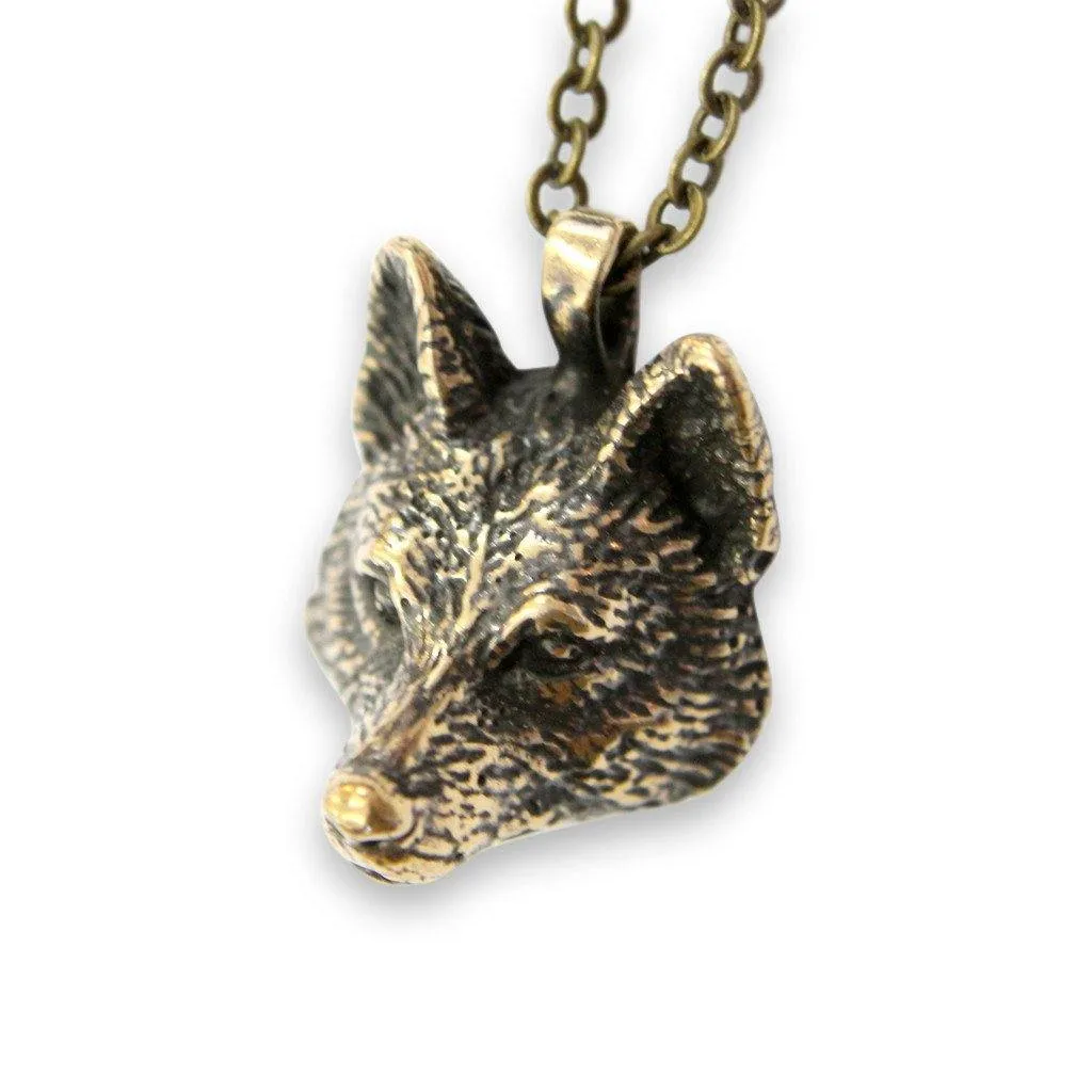 Realistic Wolf Head Pendant Necklace