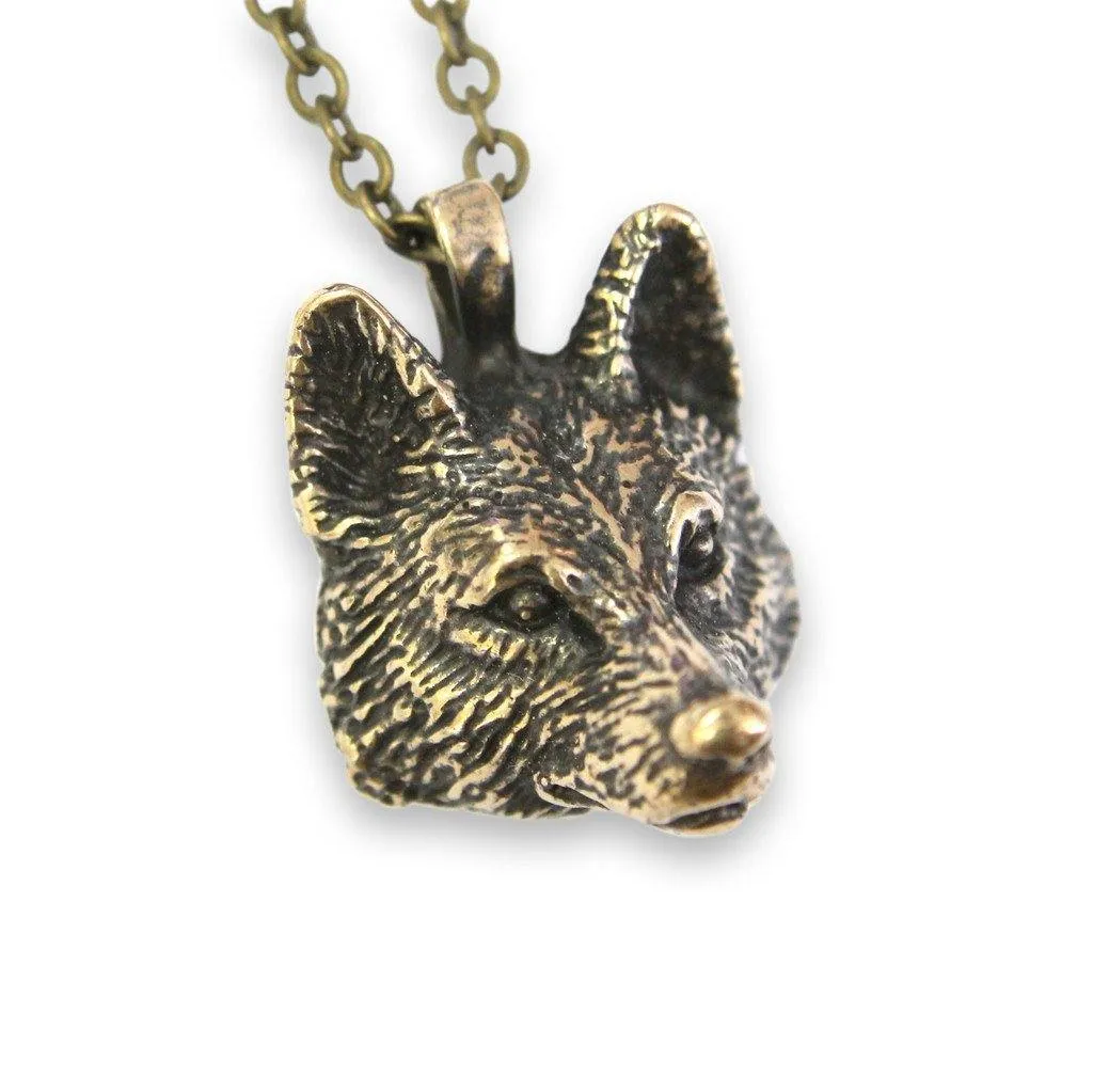 Realistic Wolf Head Pendant Necklace