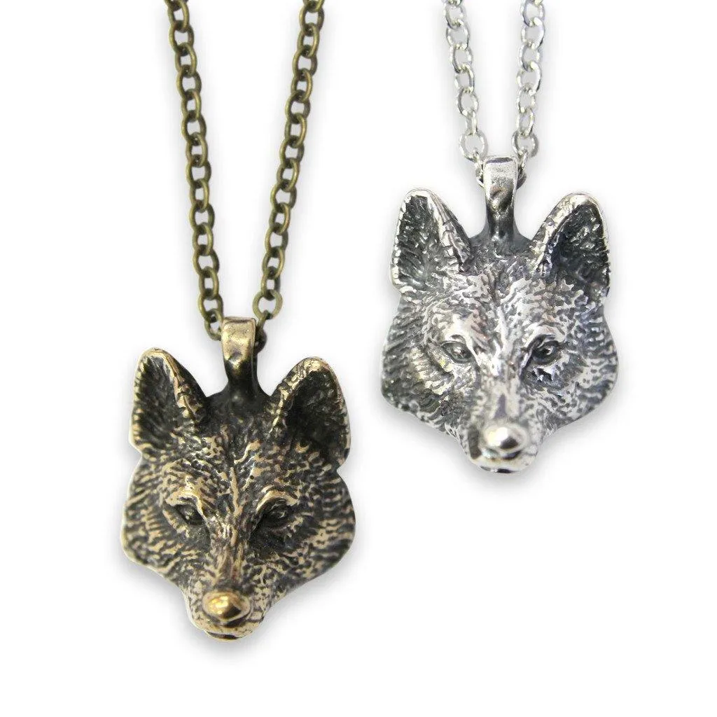 Realistic Wolf Head Pendant Necklace