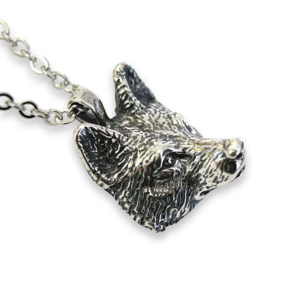 Realistic Wolf Head Pendant Necklace