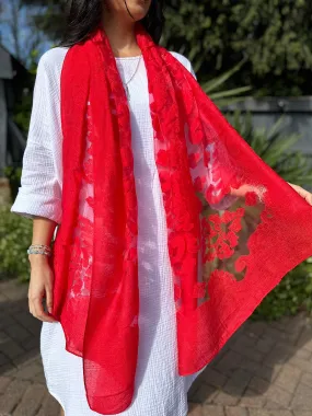 Red Delicate Silk Blend Scarf