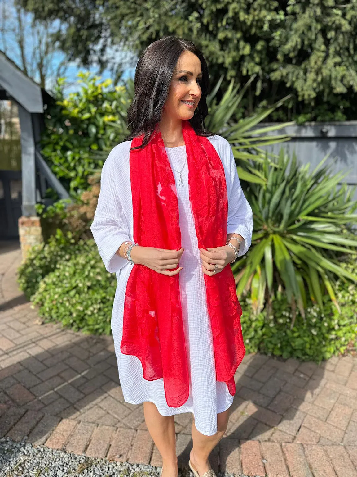 Red Delicate Silk Blend Scarf