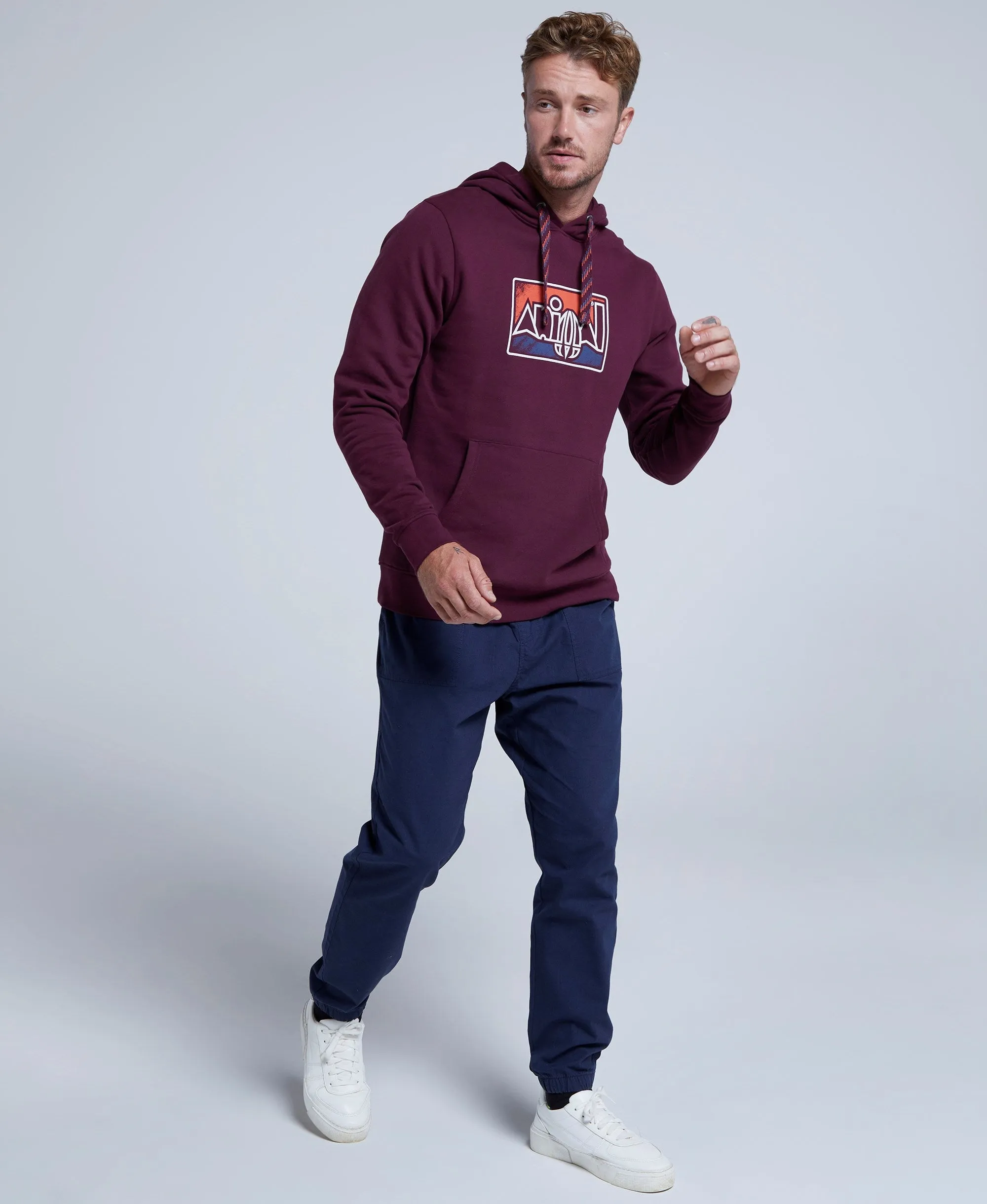 River Mens Printed Hoodie - Burgundy