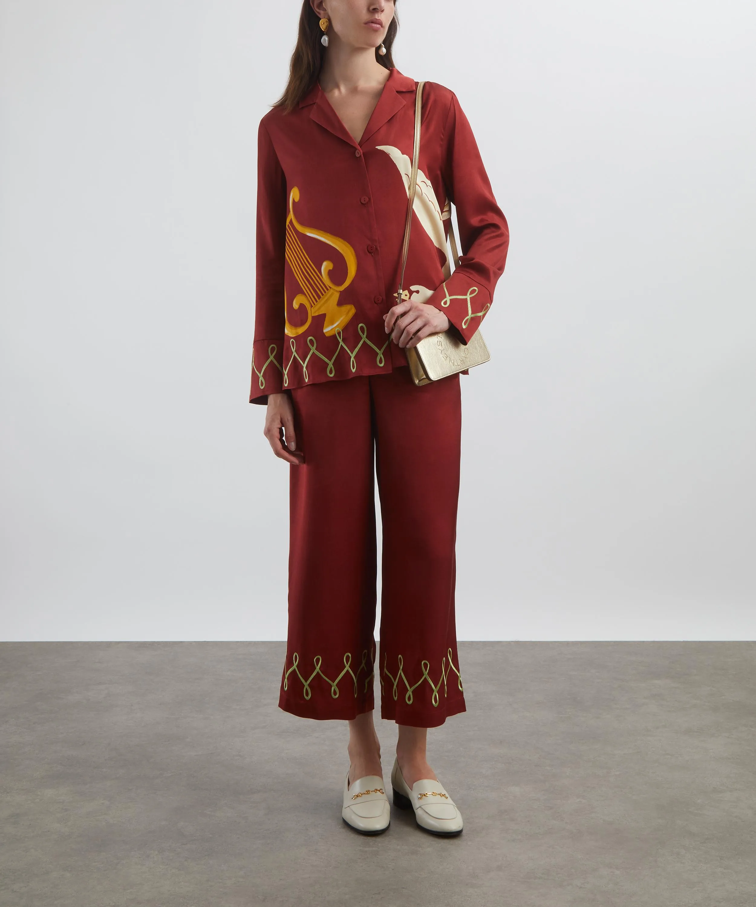 Romina Merlot Cygnus and Lyra Embroidered Trousers