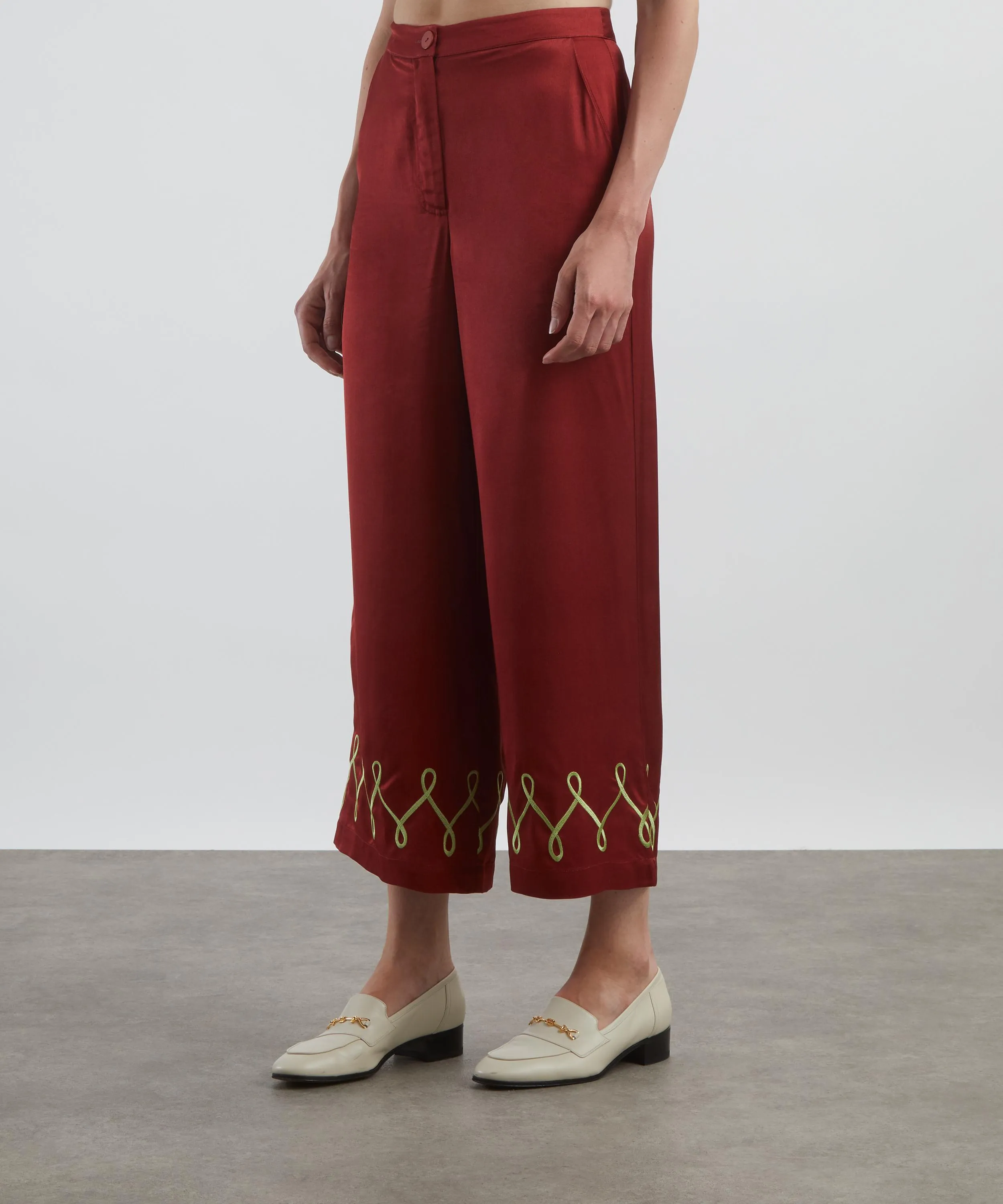 Romina Merlot Cygnus and Lyra Embroidered Trousers