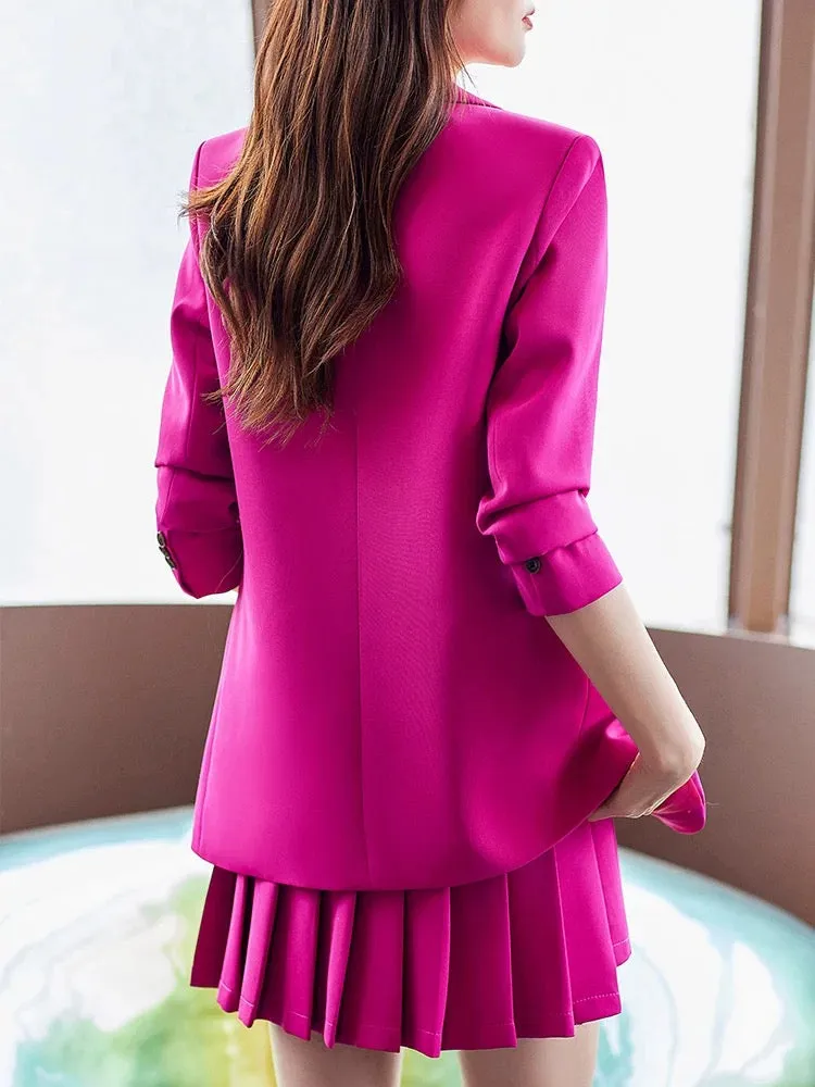 Rose red blazer women's autumn and winter new college style fashion small professional suit jk uniform suit