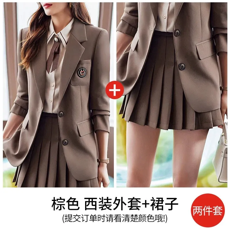 Rose red blazer women's autumn and winter new college style fashion small professional suit jk uniform suit