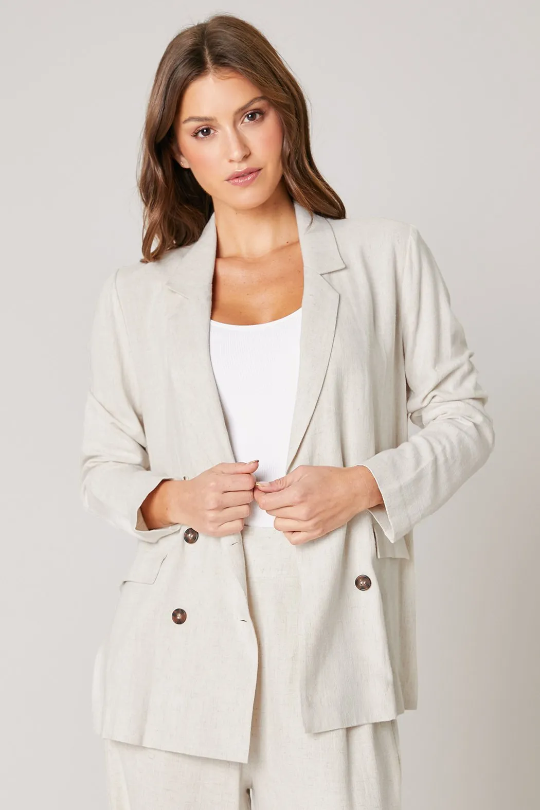 Saint Tropez Linen Double Breasted Blazer