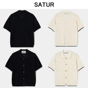 SATUR  |Unisex Street Style Short Sleeves Logo Shirts & Blouses