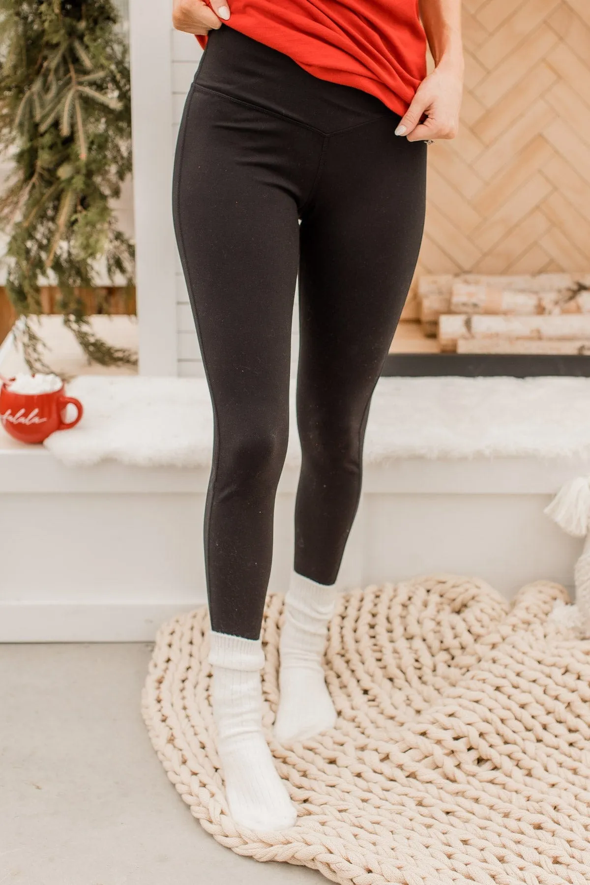 Simple Strides V-Waist Leggings- Black