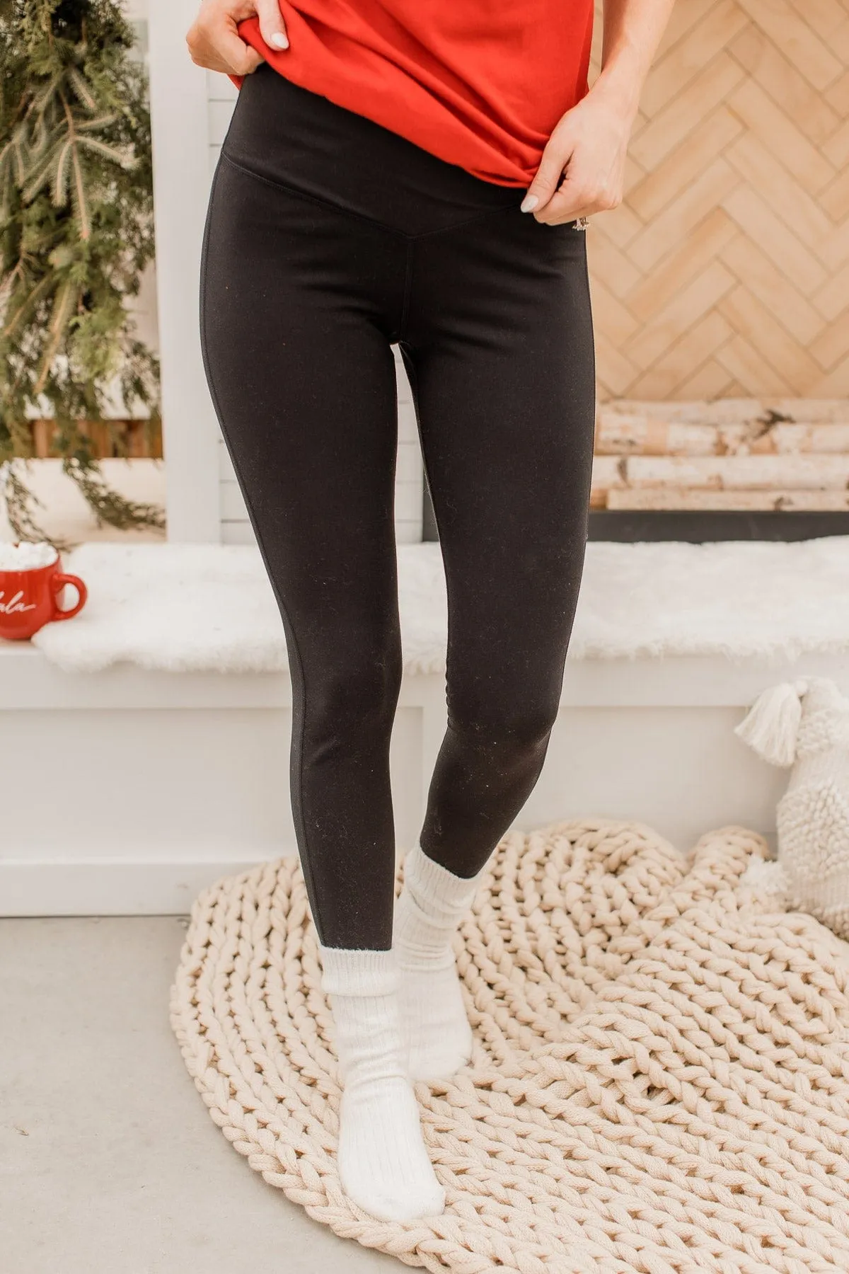 Simple Strides V-Waist Leggings- Black