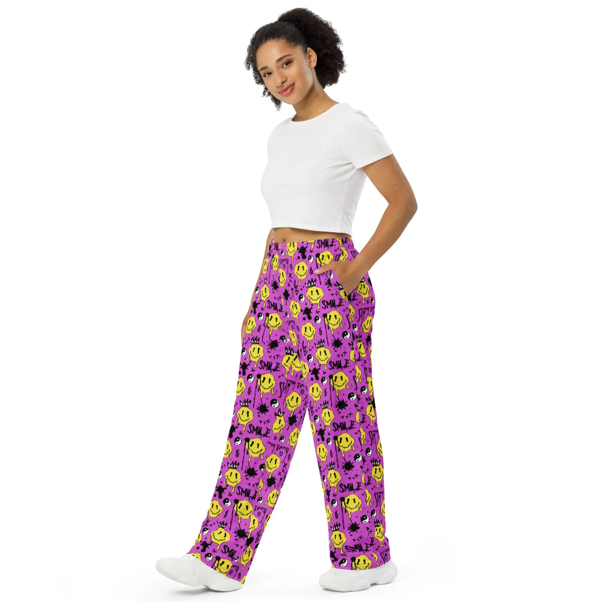 Smile Splatter Wide Leg Pants