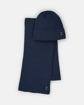 Spurs Adult Navy Knitted Hat And Scarf Set