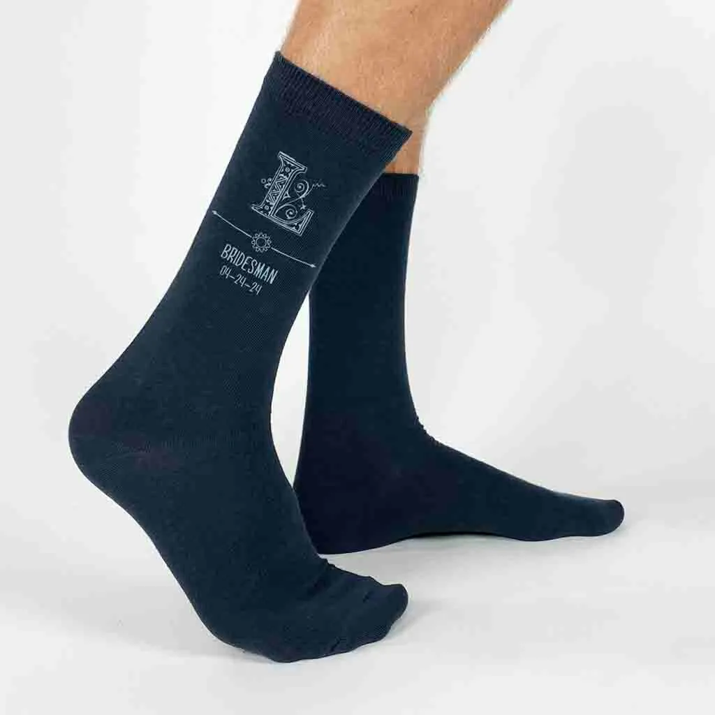 Steampunk Design Monogrammed Wedding Party Socks